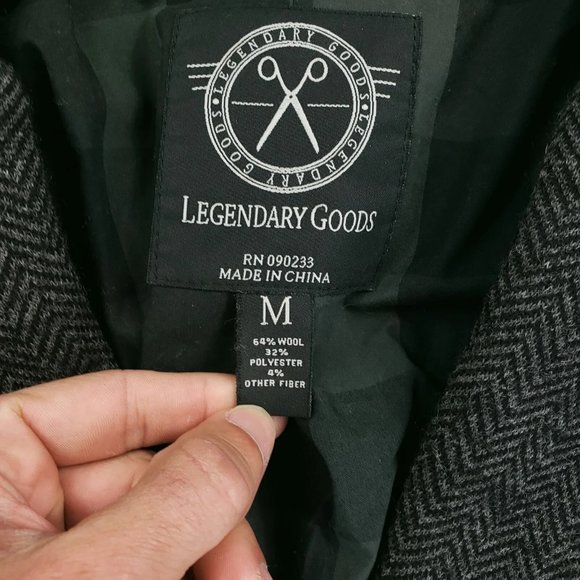 Legendary Goods Wool Blend Blazer Jacket Herringbone Mens Size Medium Gray - Picture 7 of 7